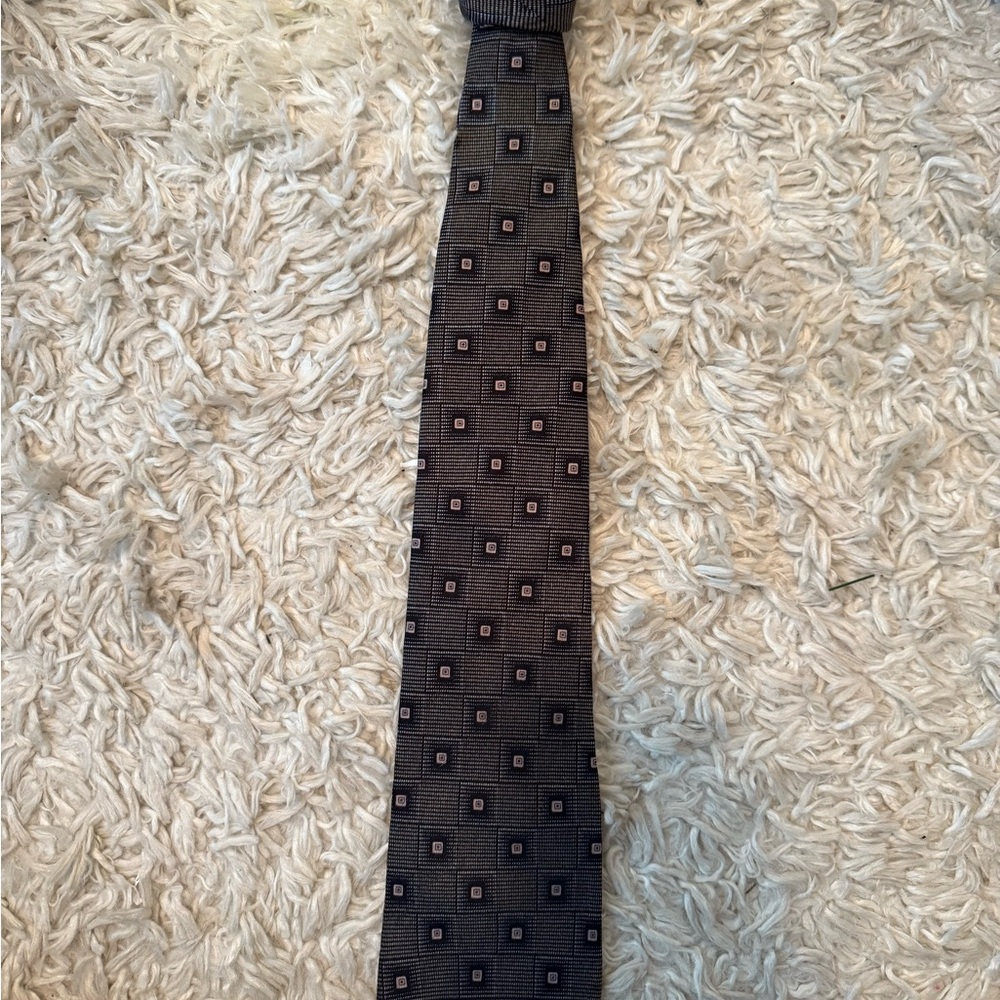 Paco Rabanne Black and Gray Geometric Tie